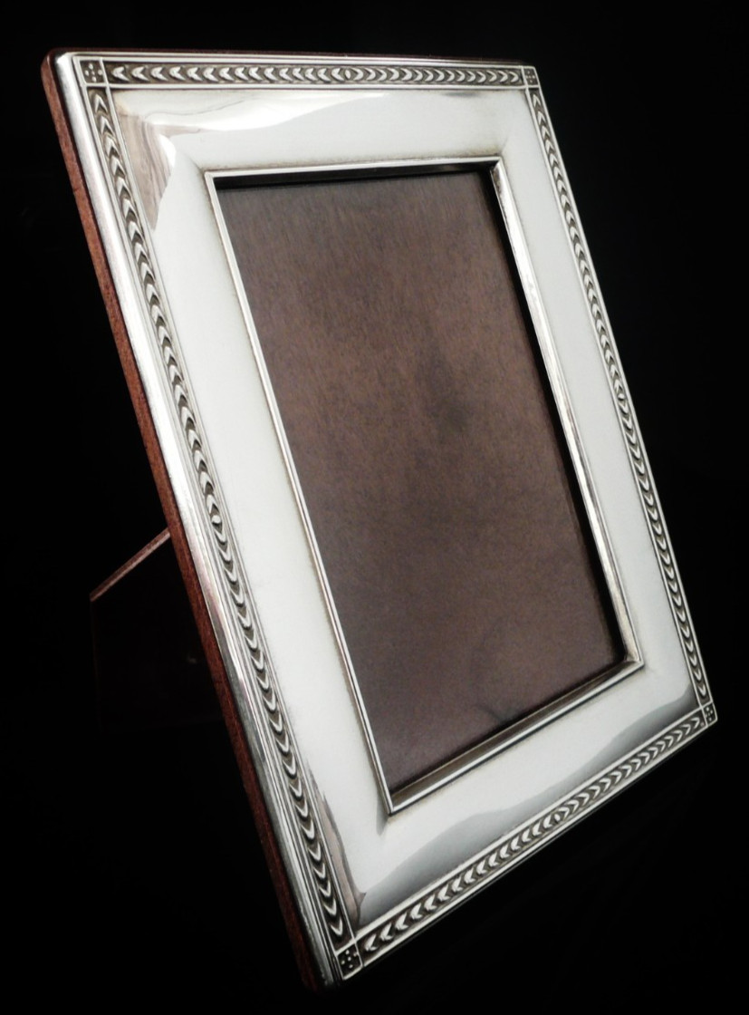 Sterling Silver Photograph Frame, Chevron Pattern, Hallmarked Sheffield 1996