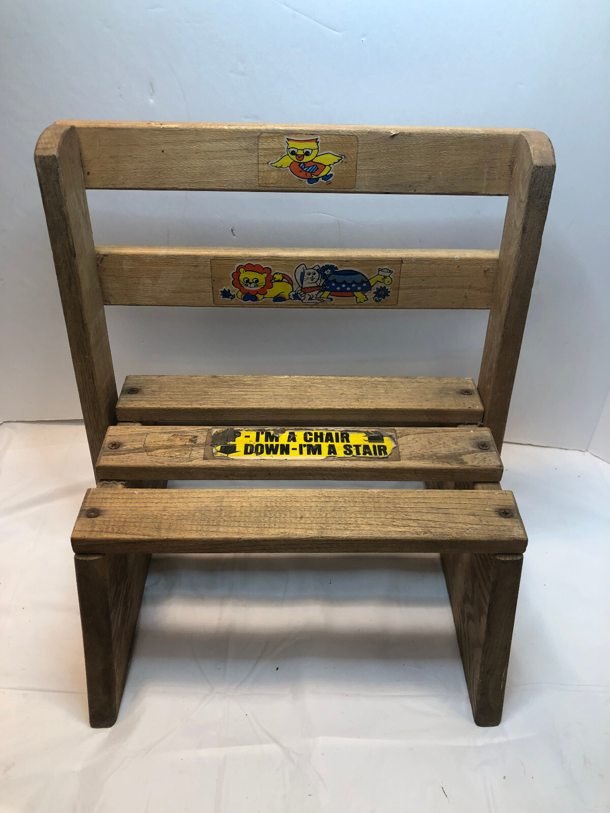 Vintage Nu-Line Industries Wood Childs Folding Step Stool Chair