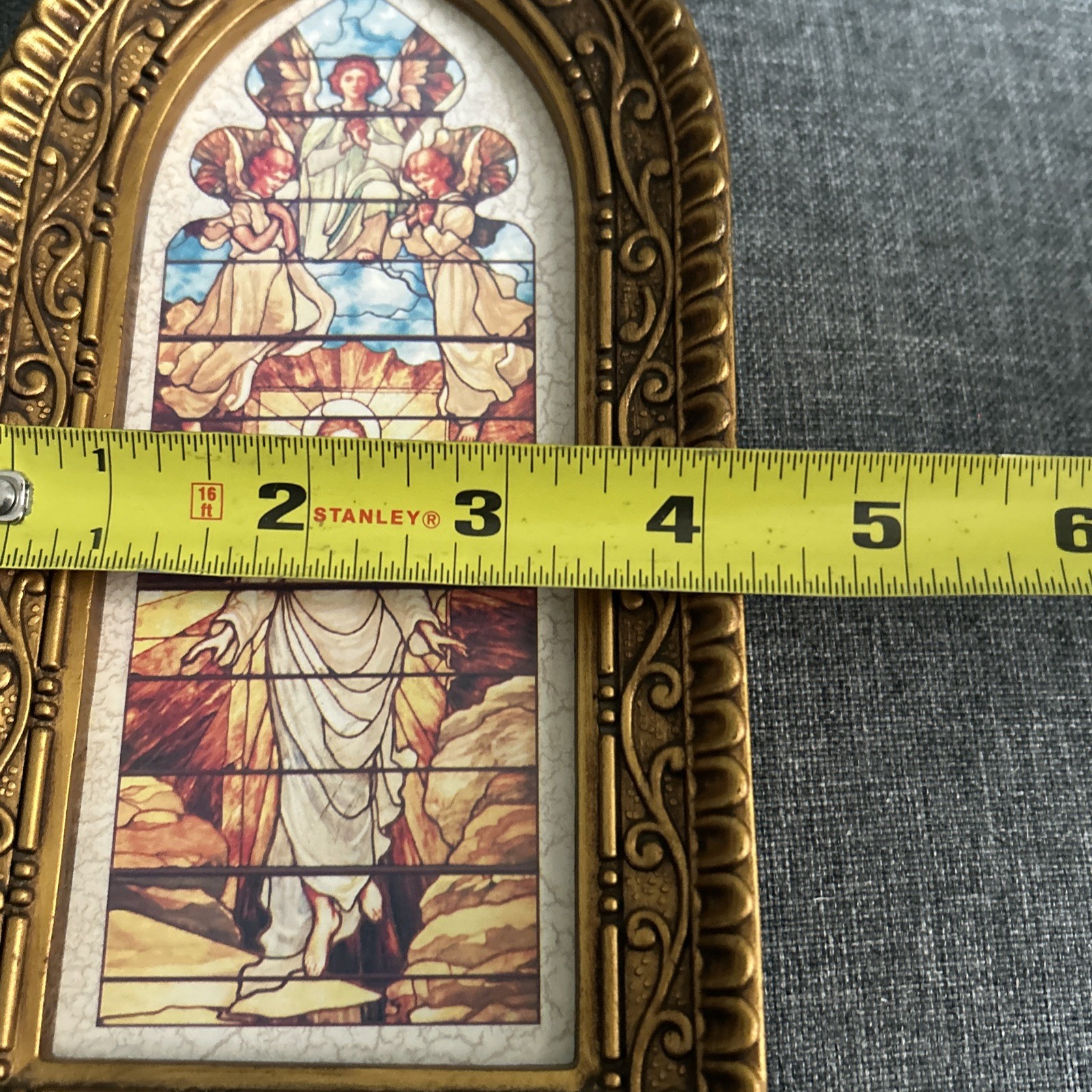 Vintage Plastic MCM Stained Glass Look Jesus Ascension Free Standing/Wall Hang