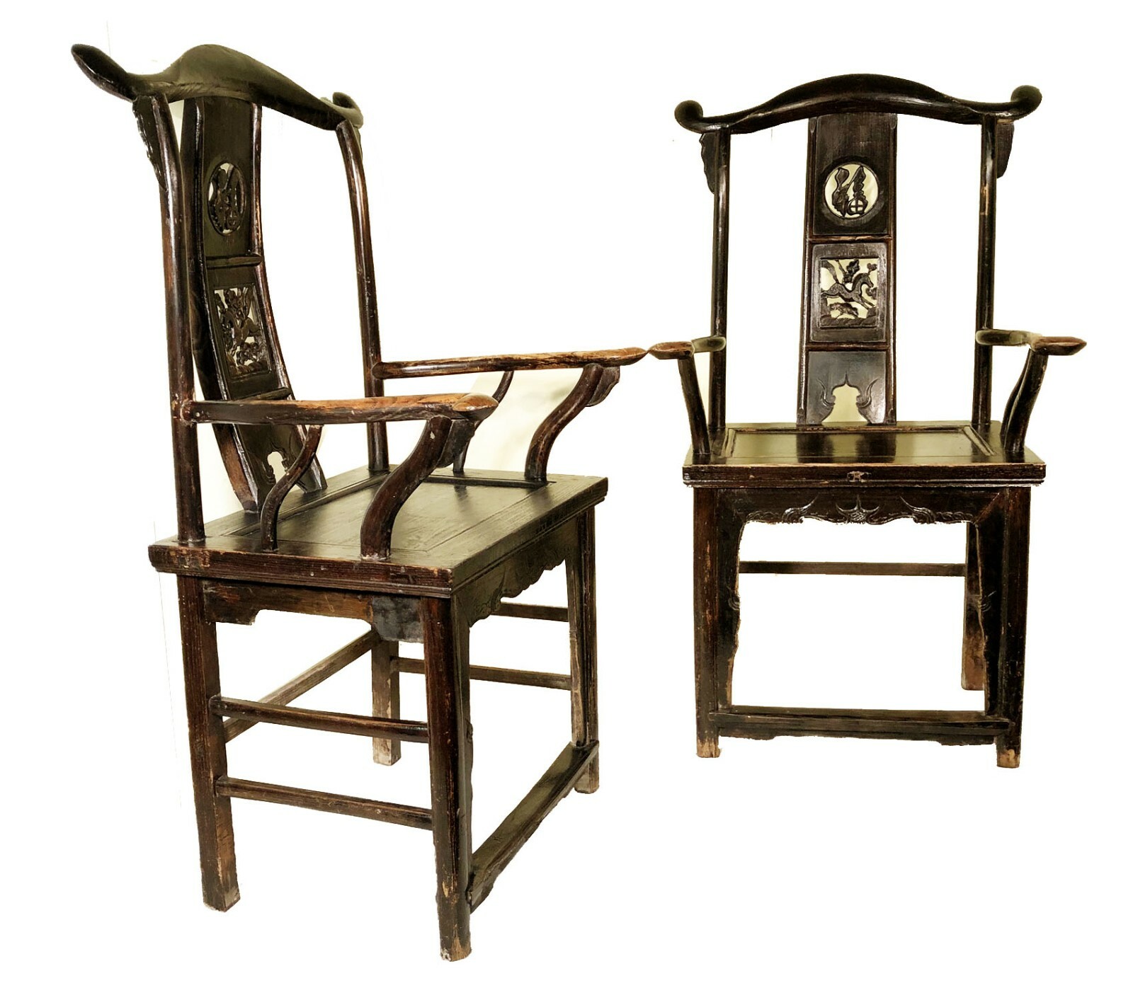 Antique Chinese High Back Arm Chairs (5755) (Pair), Circa 1800-1849
