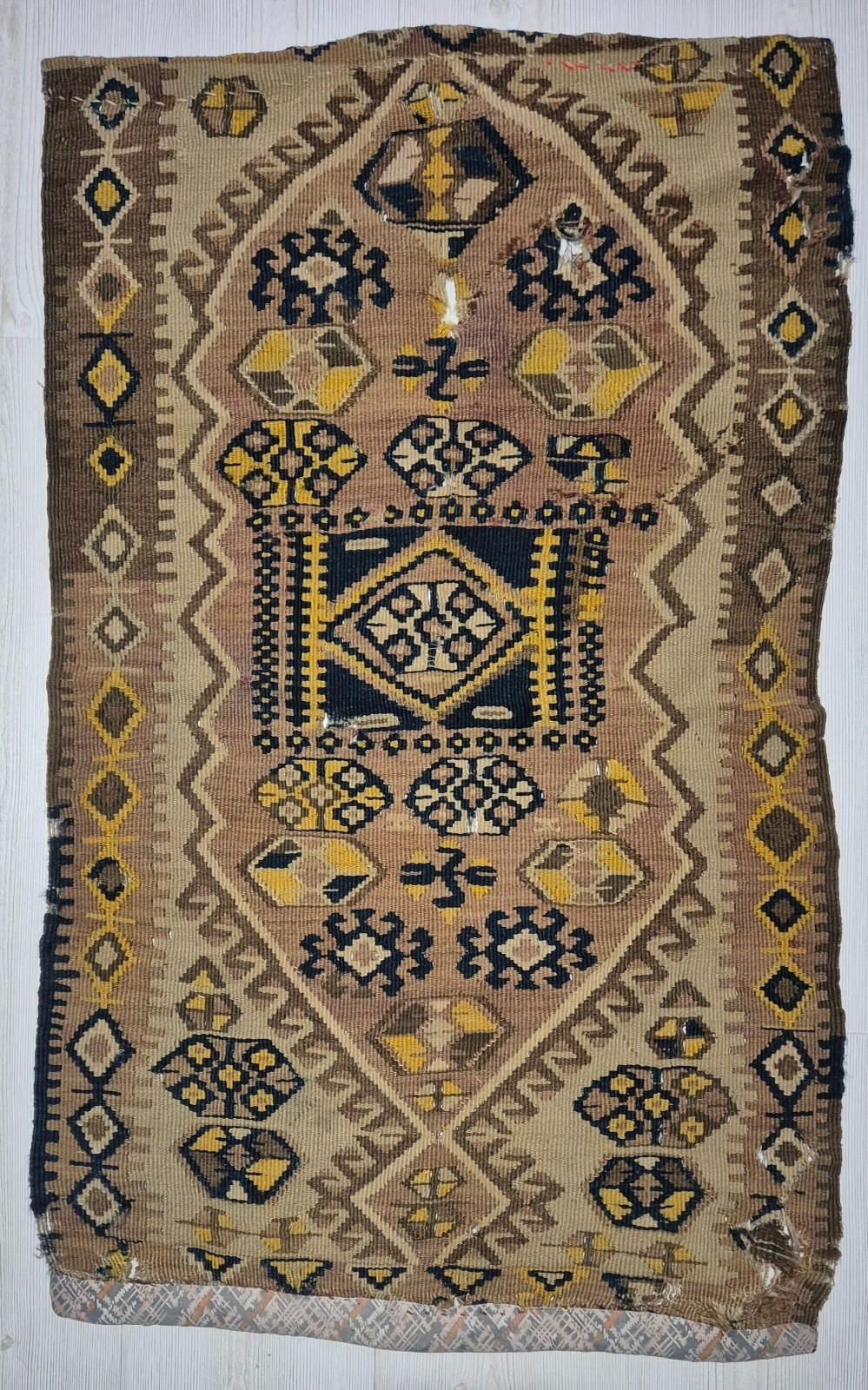Antique Anatolian Kilim Fragment Kilim Pillow, Handwoven Wool Collectible Piece