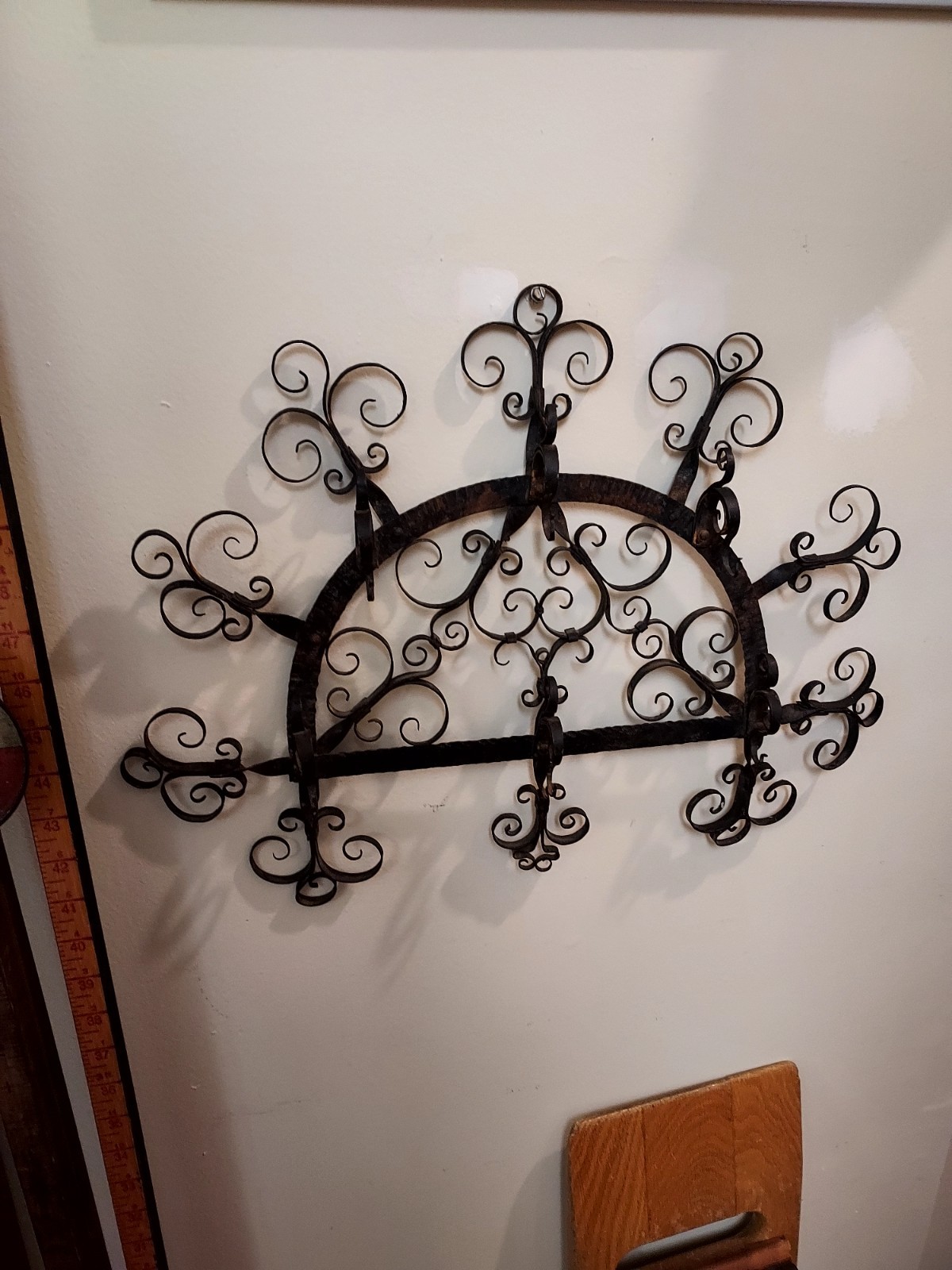 Antique Archelle Fancy Iron Kitchen Utensil Rack Spanish or French late 18th c.