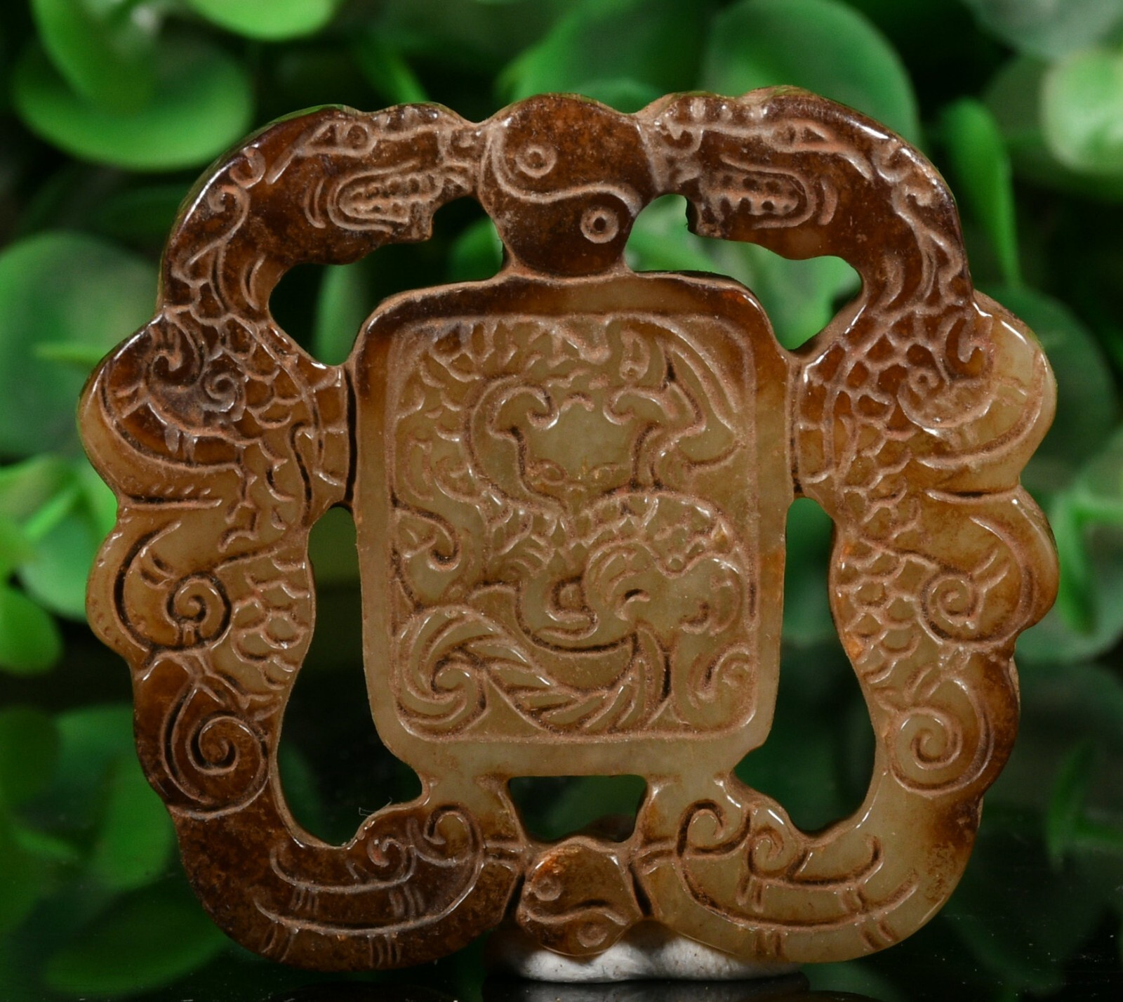 Chinese Natural Old Jade Hand Carving Dragon Pixiu Beast Bixie Amulet Pendant