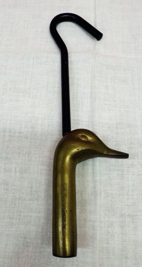 Brass Duck Head Flue Damper Pull Hook 9″