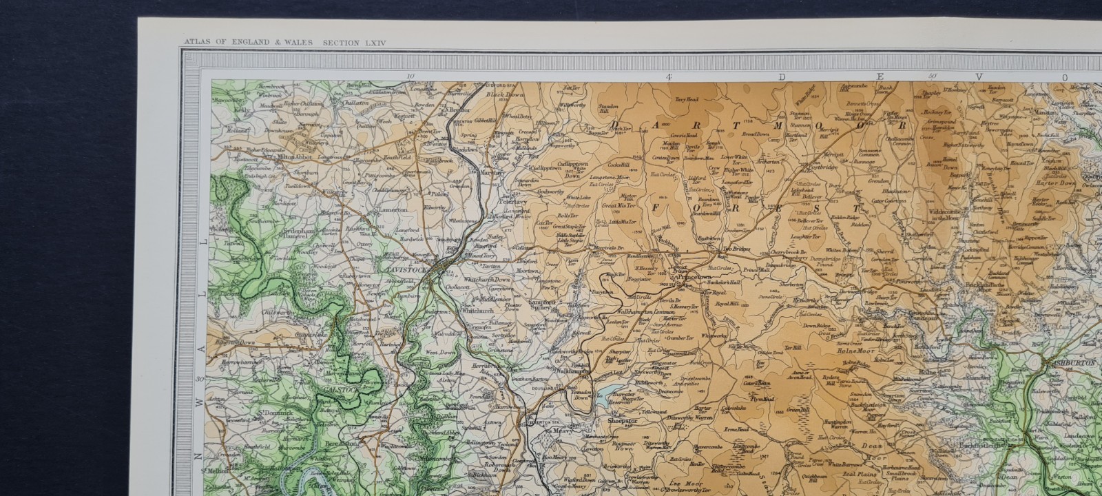 Antique 1903 Map – Dartmoor – Devon – Torquay – Brixham – Plymouth Bartholomew