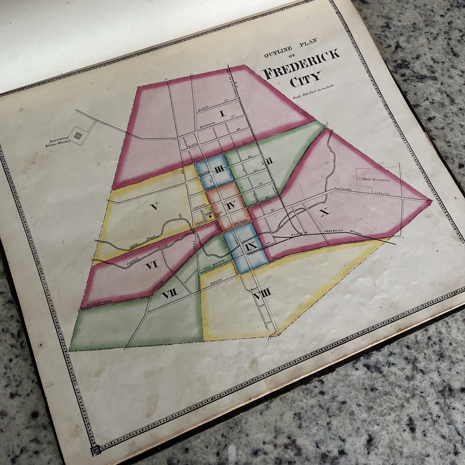 Antique Original 1873 Frederick County & City MD Atlas Survey Map Book Titus Co.