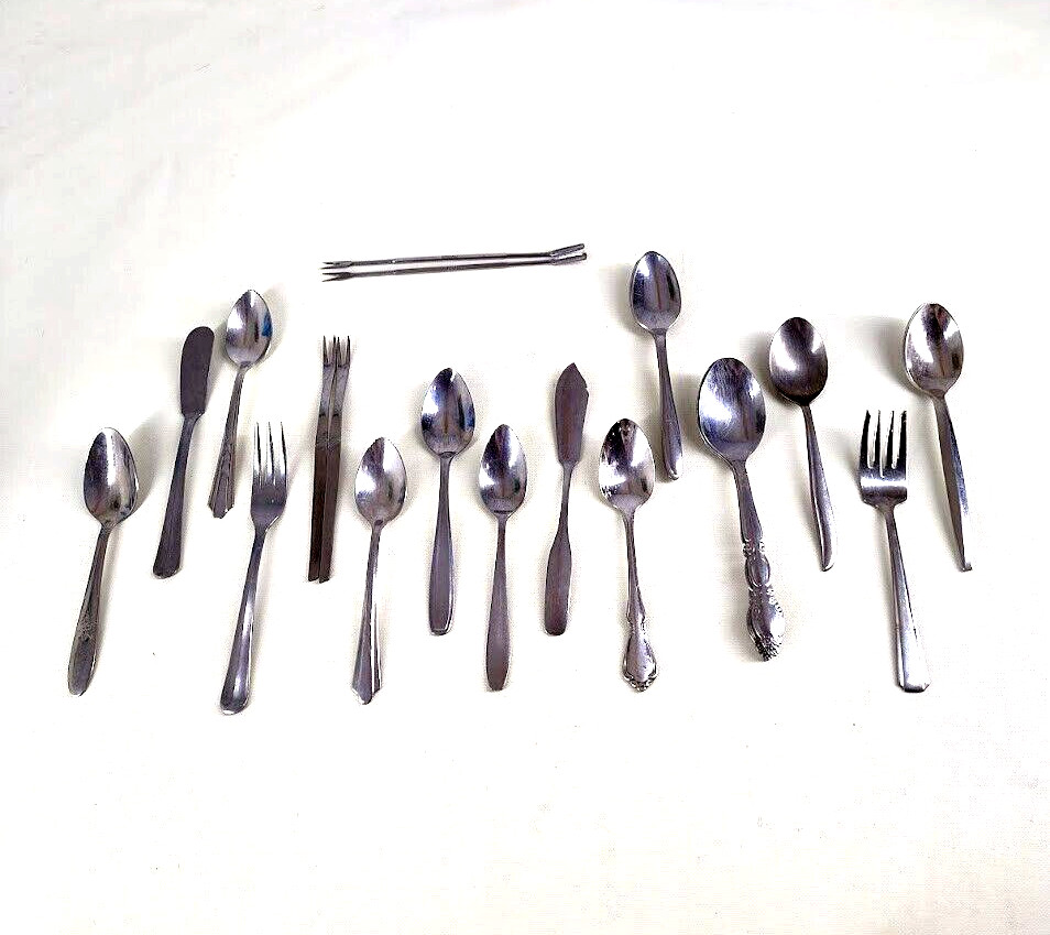 24 Pc Mixed Lot Of Silverware Flatware Various Pieces and Brands