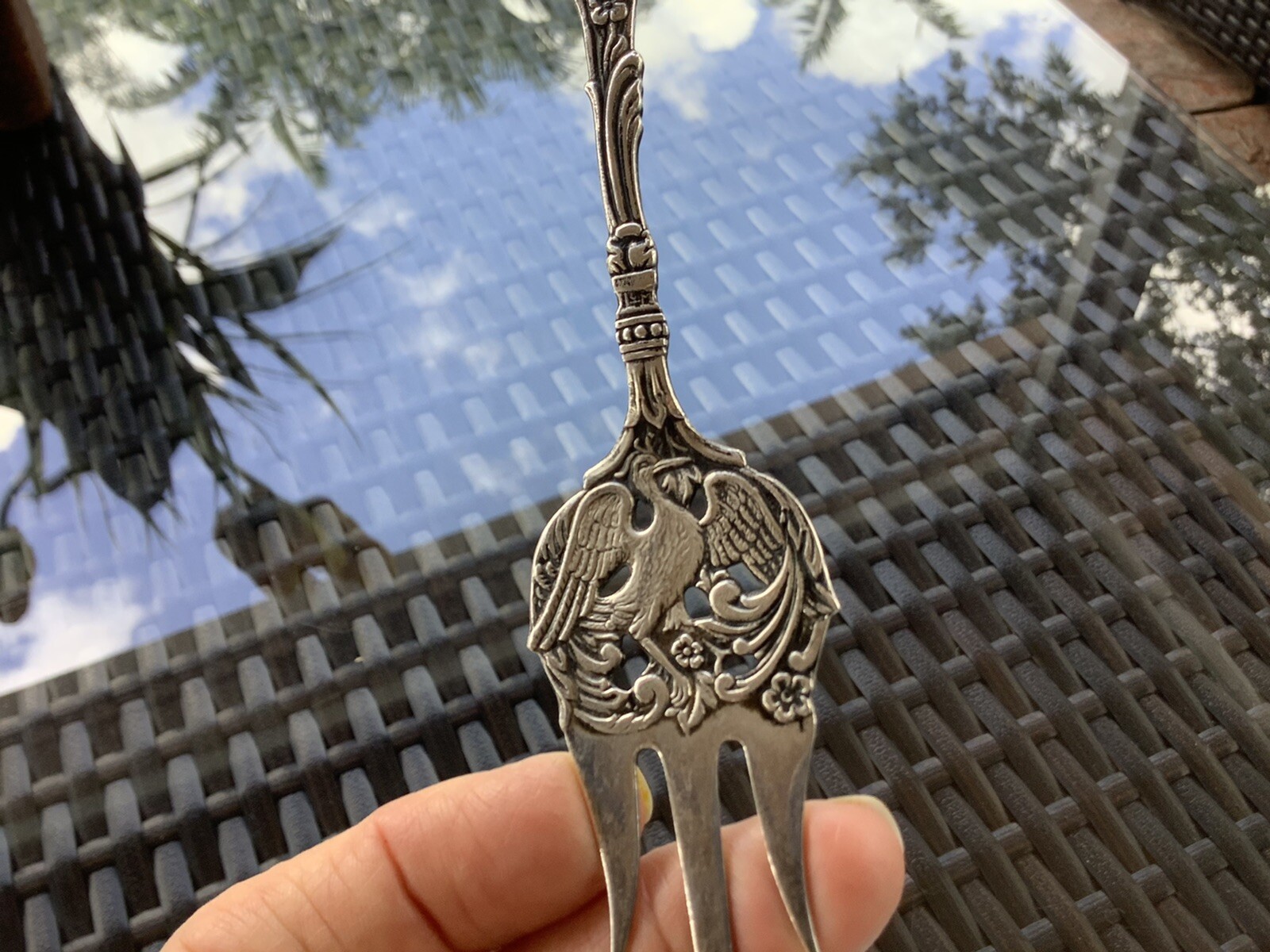 ELABORATE SILVER PICKLE FORK MADE IN HOLLAND 6 3/4”