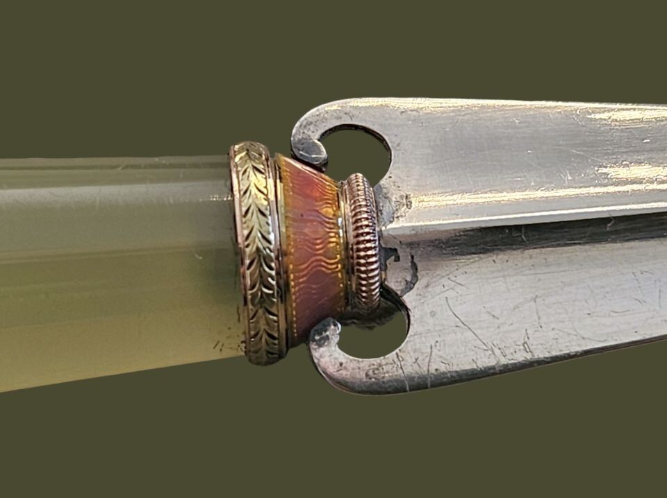 Karl FABERGÉ / Michael PERCHIN Gold – Enamel Silver / Bowenite – Letter Opener