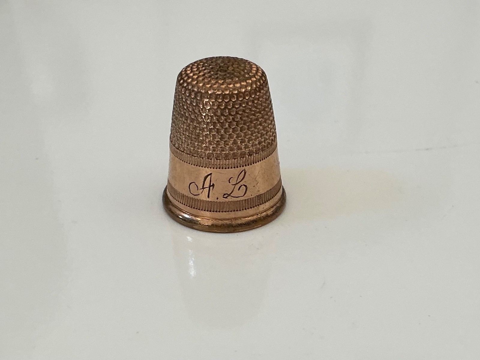 Antique Gold-Plated Monogram Thimble..Size 8 with monogram