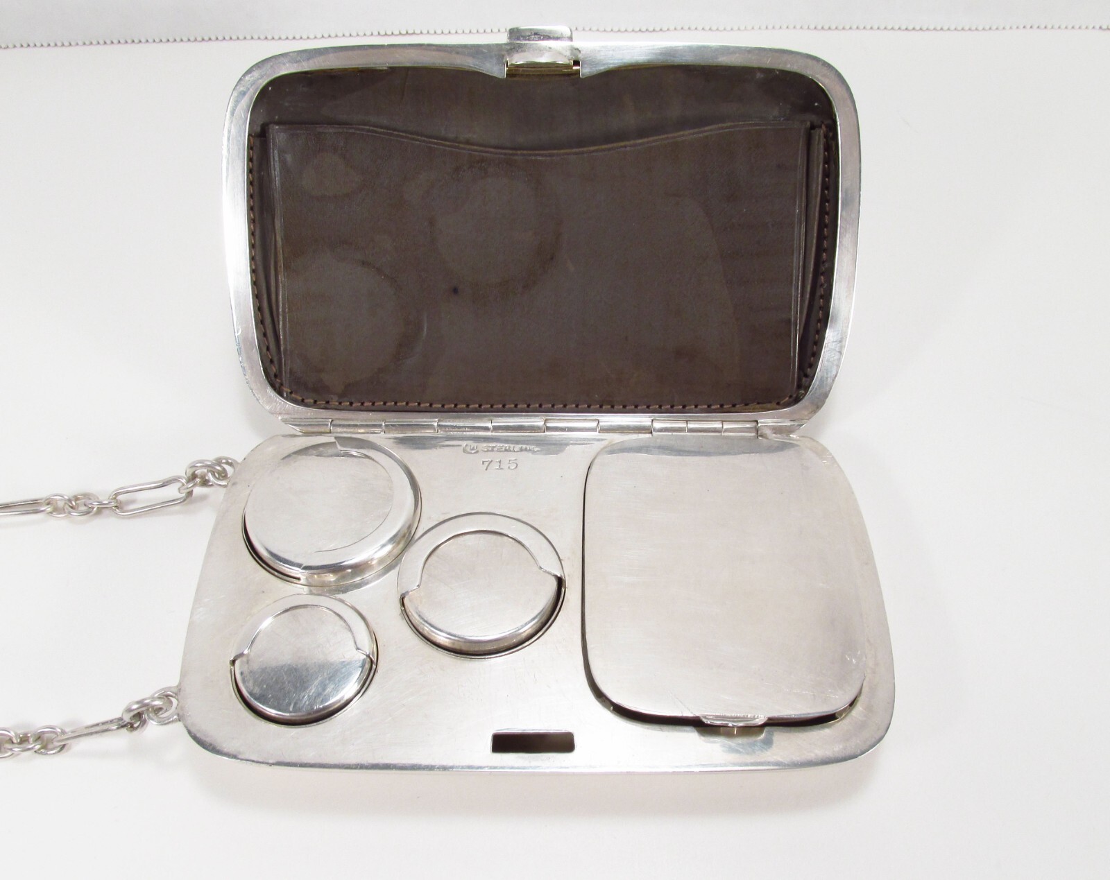 Vintage Watrous USA Sterling Silver Wristlet Dance Card Case Coin Purse Wallet