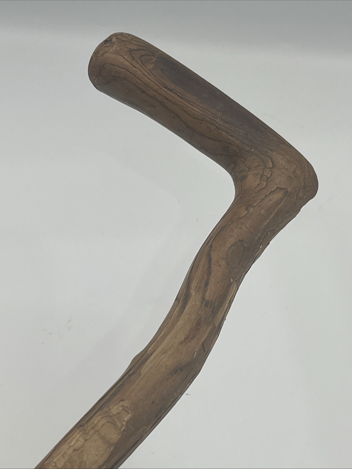Primitive Folk Art Hand Carved Natural Root Walking Cane Ash Wood 32.5”