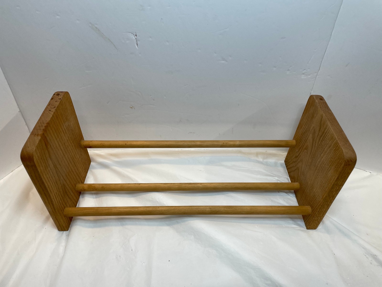 Vintage Book Rack Wooden Tabletop Stand Trough Desktop Organizer Shelf 18.75″