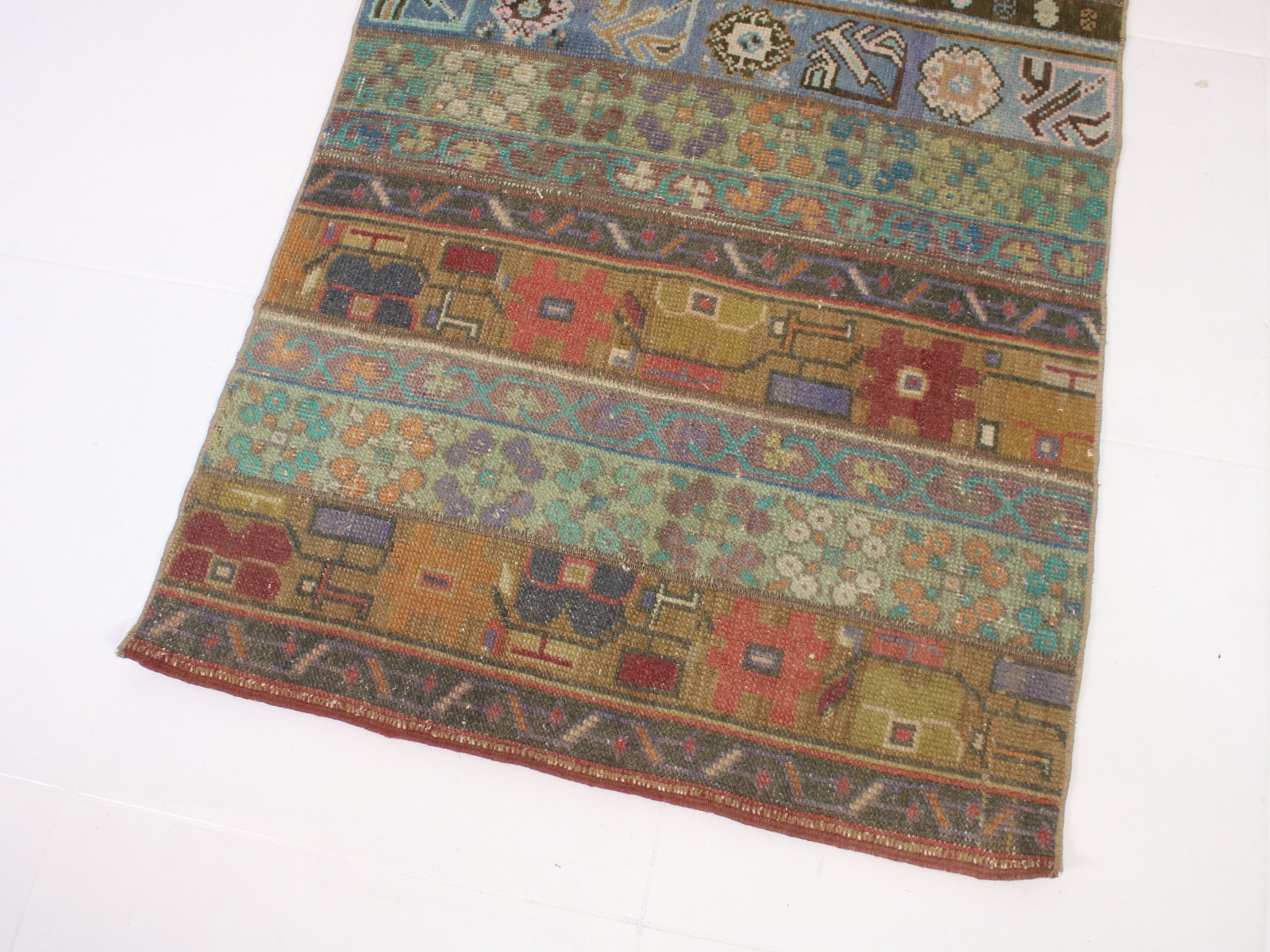 2×5 Patchwork Accent Rug, Handmade Turkish Rug, Vintage Multi Color, 2.4×5.4 Ft