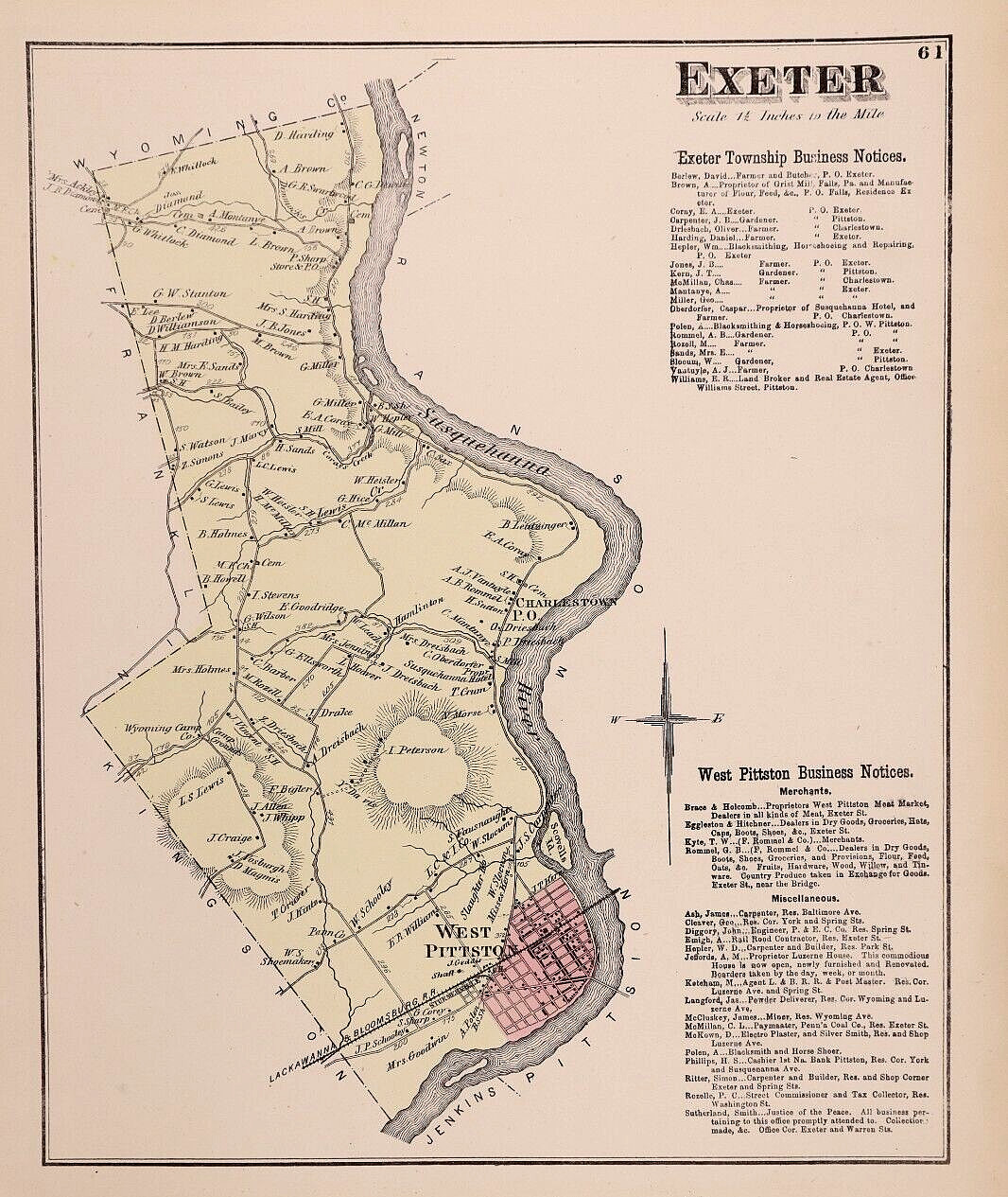 1876 Plat Map ~ EXETER Twp., PENNSYLVANIA ~ (12×15)-#04