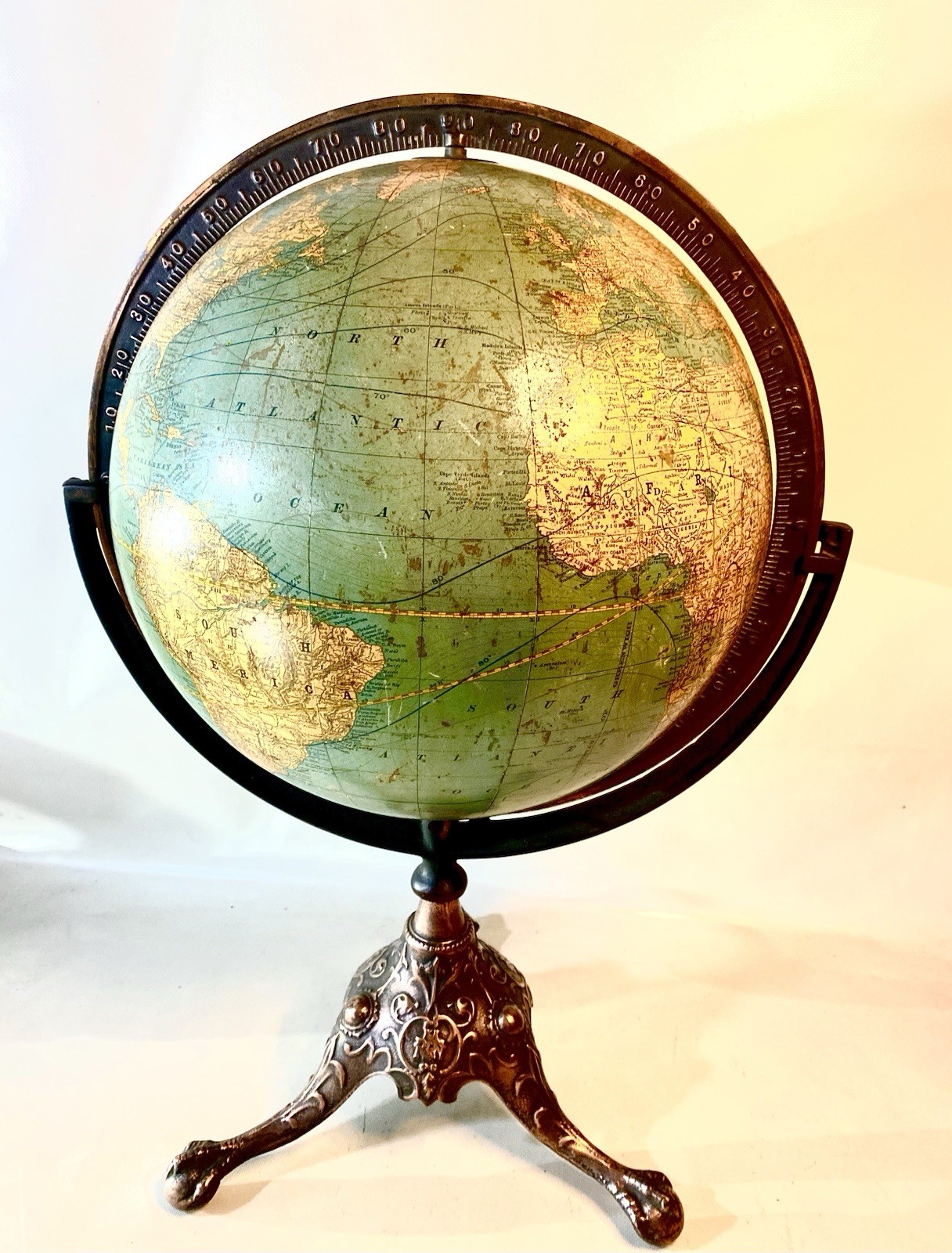 ANTIQUE RAND MCNALLY TERRESTRIAL GLOBE CIRCA 1918