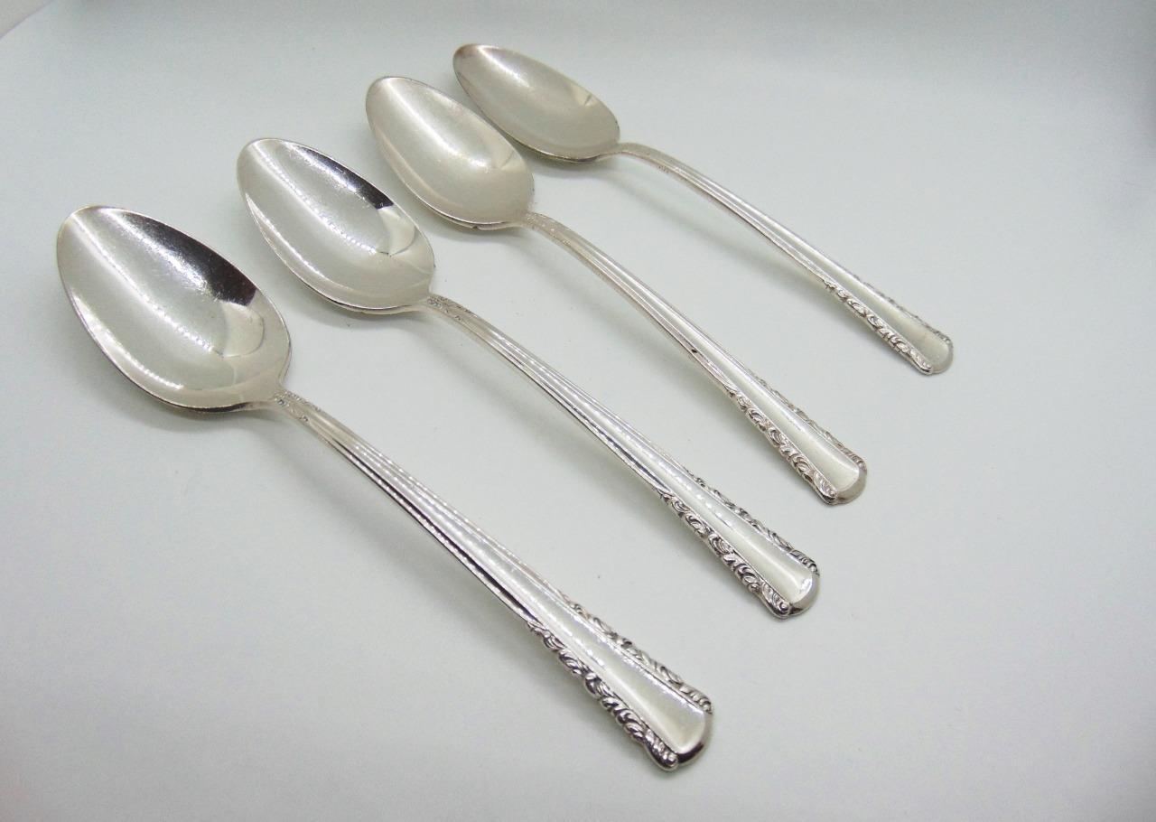 Holmes and Edwards MAY QUEEN Oval Soup/Place Spoon Lot 4 Spoons Silverplate 1951