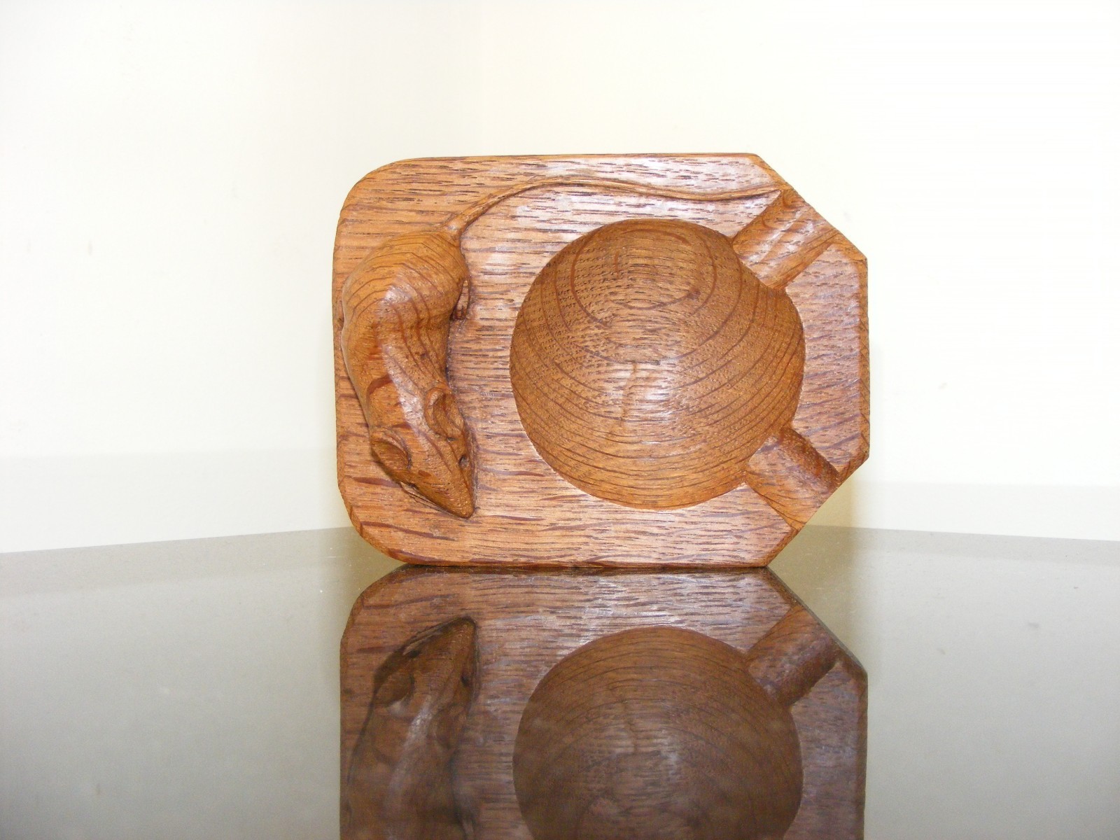 Vintage Robert ( Mouseman ) Thompson Oak Carved Ash / Pin Tray ( critter )