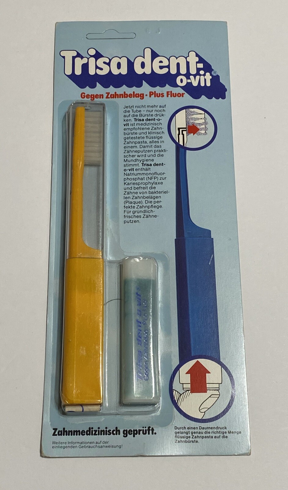 Old Toothbrush IN Boxed Retro Vintage Iconic Collector Trisa Dent-o-Vit
