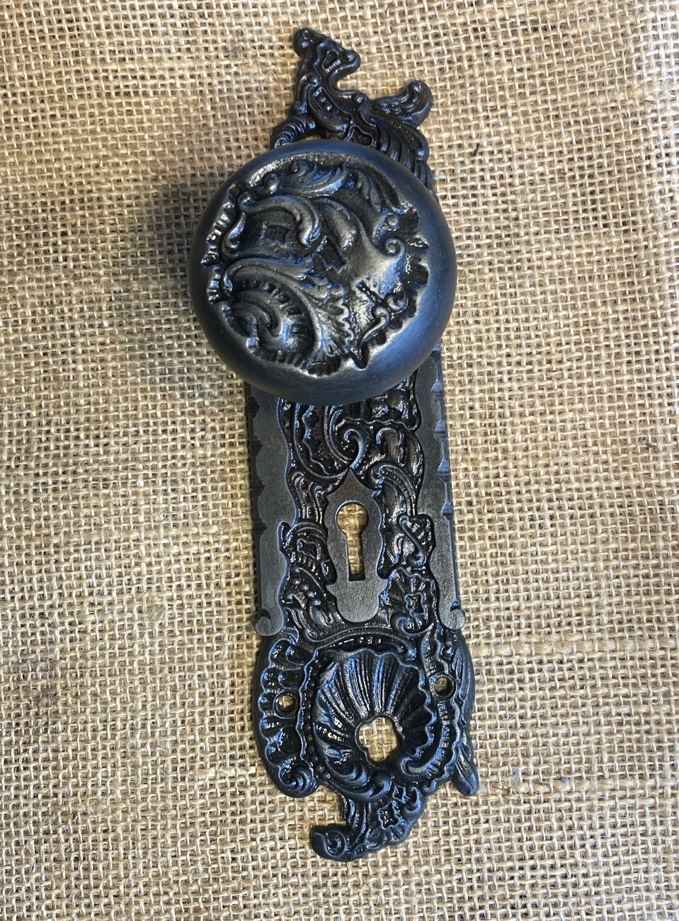 Antique Vintage Reading Belfort Steel Door Knob & Back Plate B-21110 C 1899