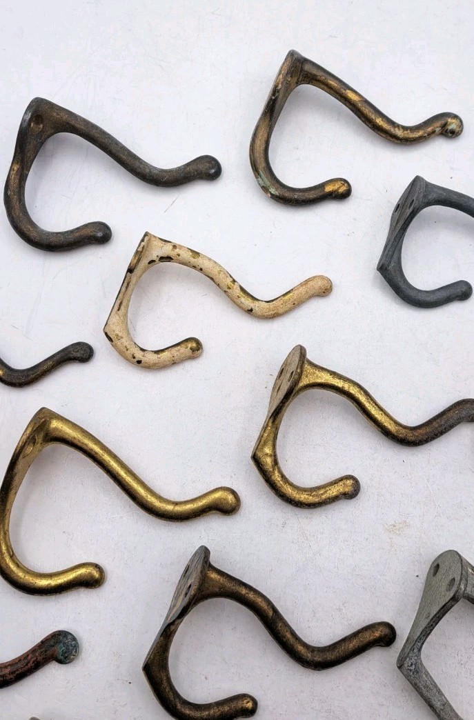 Antique Hat or Coat Hooks Bathroom Hooks Old Vintage Hook Hardware Mix Lot