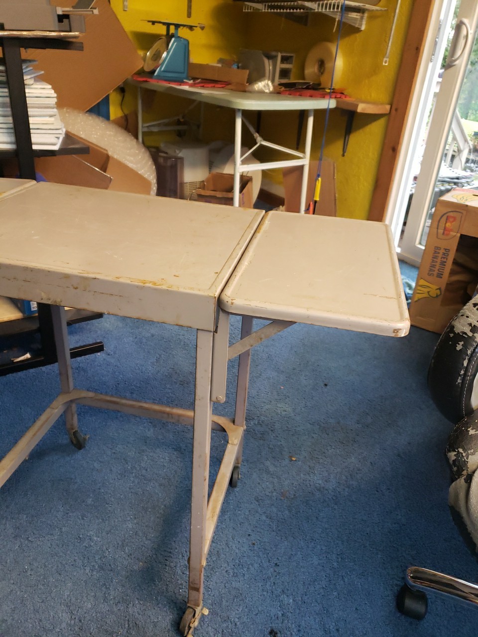 INDUSTRIAL TYPEWRITER TABLE drop leaf rolling stand vintage