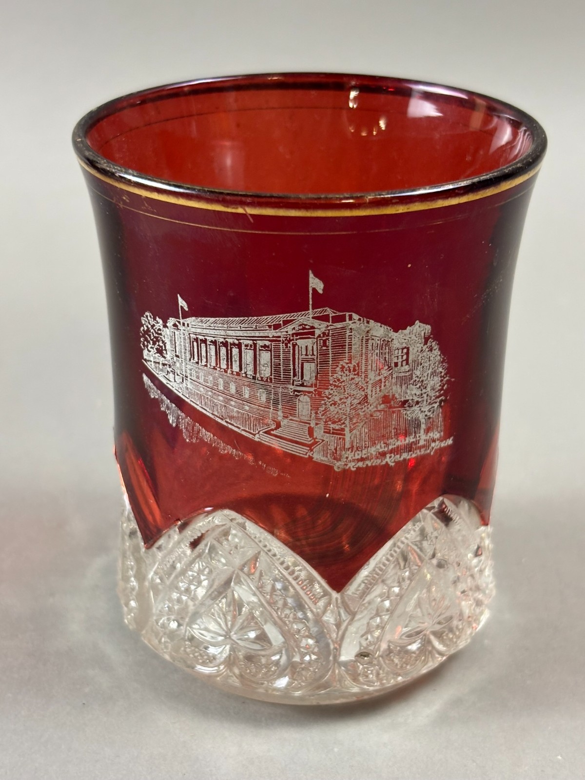 #228 Antique Original GRAND RAPIDS Michigan Ruby Red Flash Souvenir Glass CUP