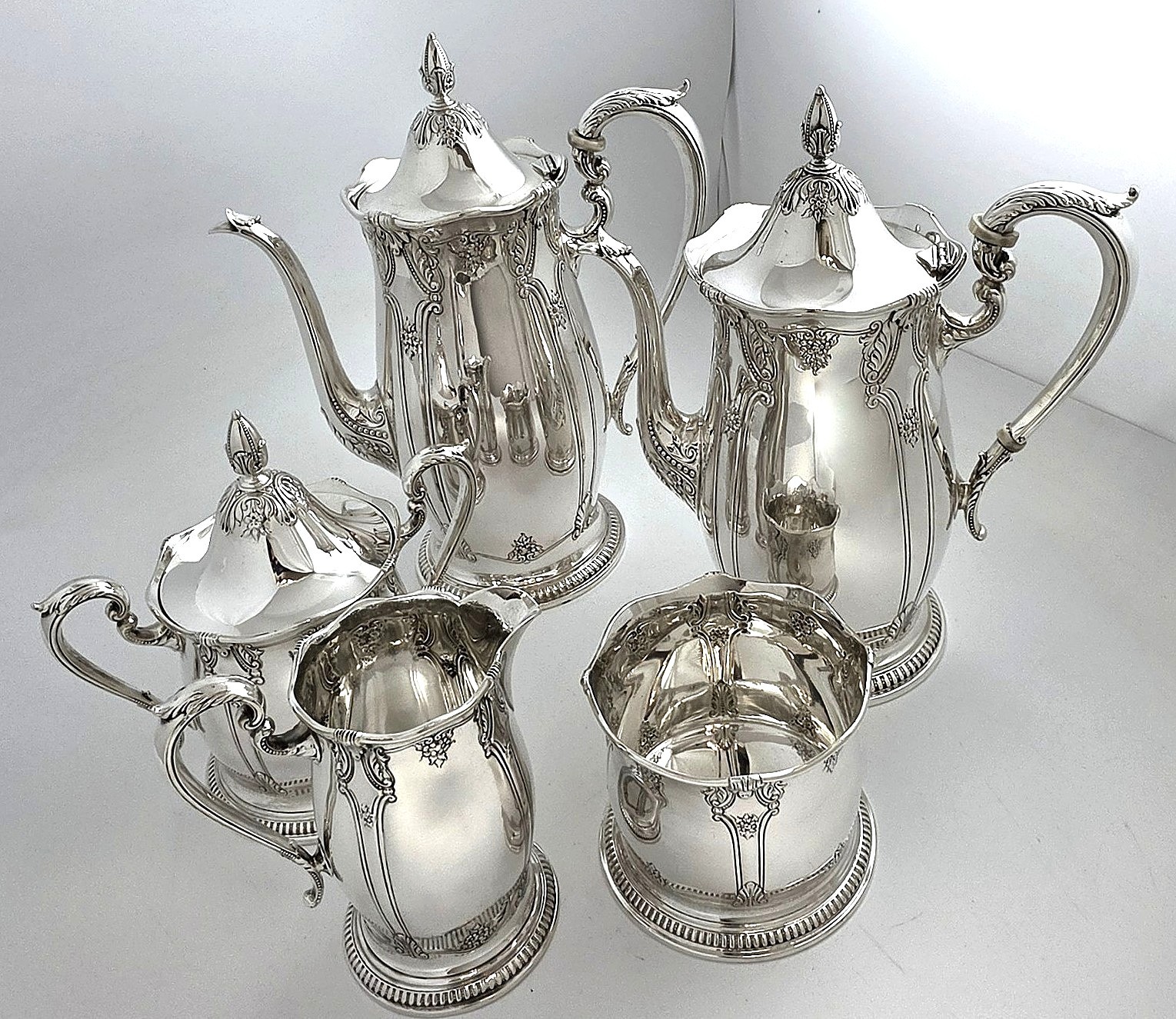 Rare Wallace Stradivari Sterling Silver Coffee Tea Set 5 Pc #4700-9 – 86.13 Toz