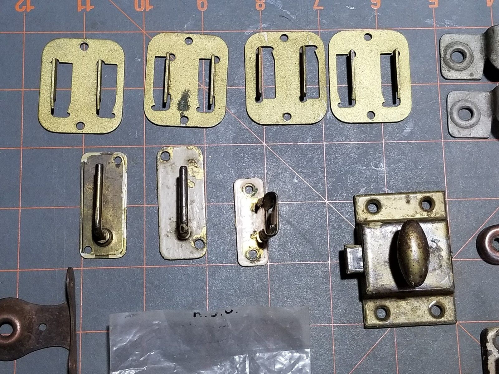 Various Vintage Hardware Junk Drawer Cupboard Latch Parts New Elbow Latch