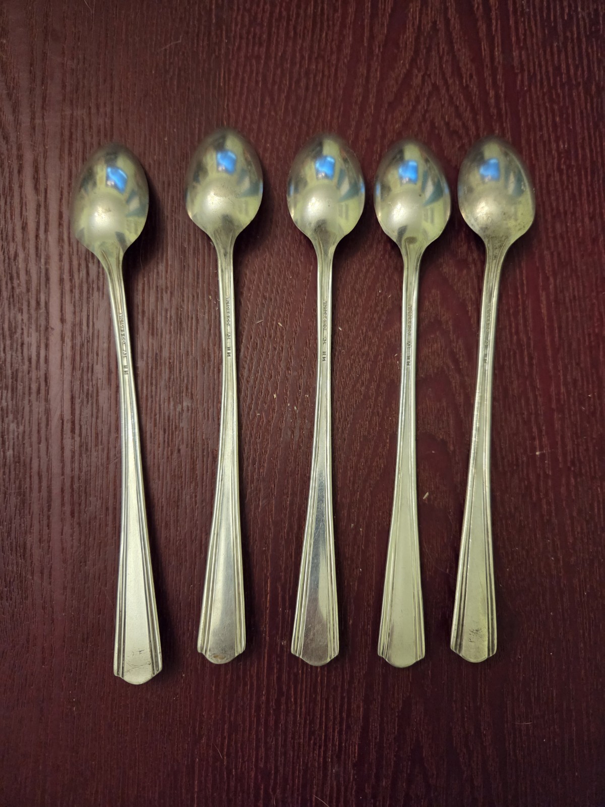 Victor S Co A1 Overlay IS Iced Tea Spoons Silver Plated 6 Inches Set of 5