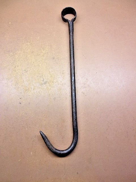 Vintage Blacksmith Forged 16″ Iron 2-Man Carry Hook No Handle Unique Old Piece!