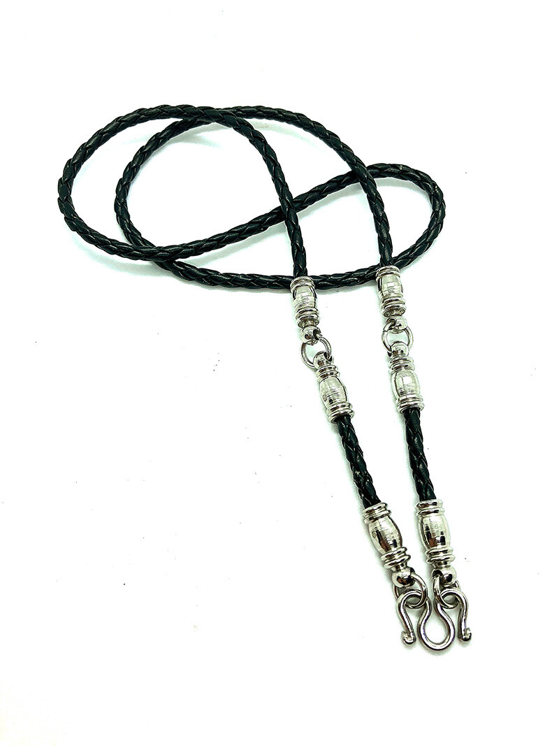 Rare Necklace Rope Leather Black Buddha Buddhist Amulet thai for Pendant 3 Hook