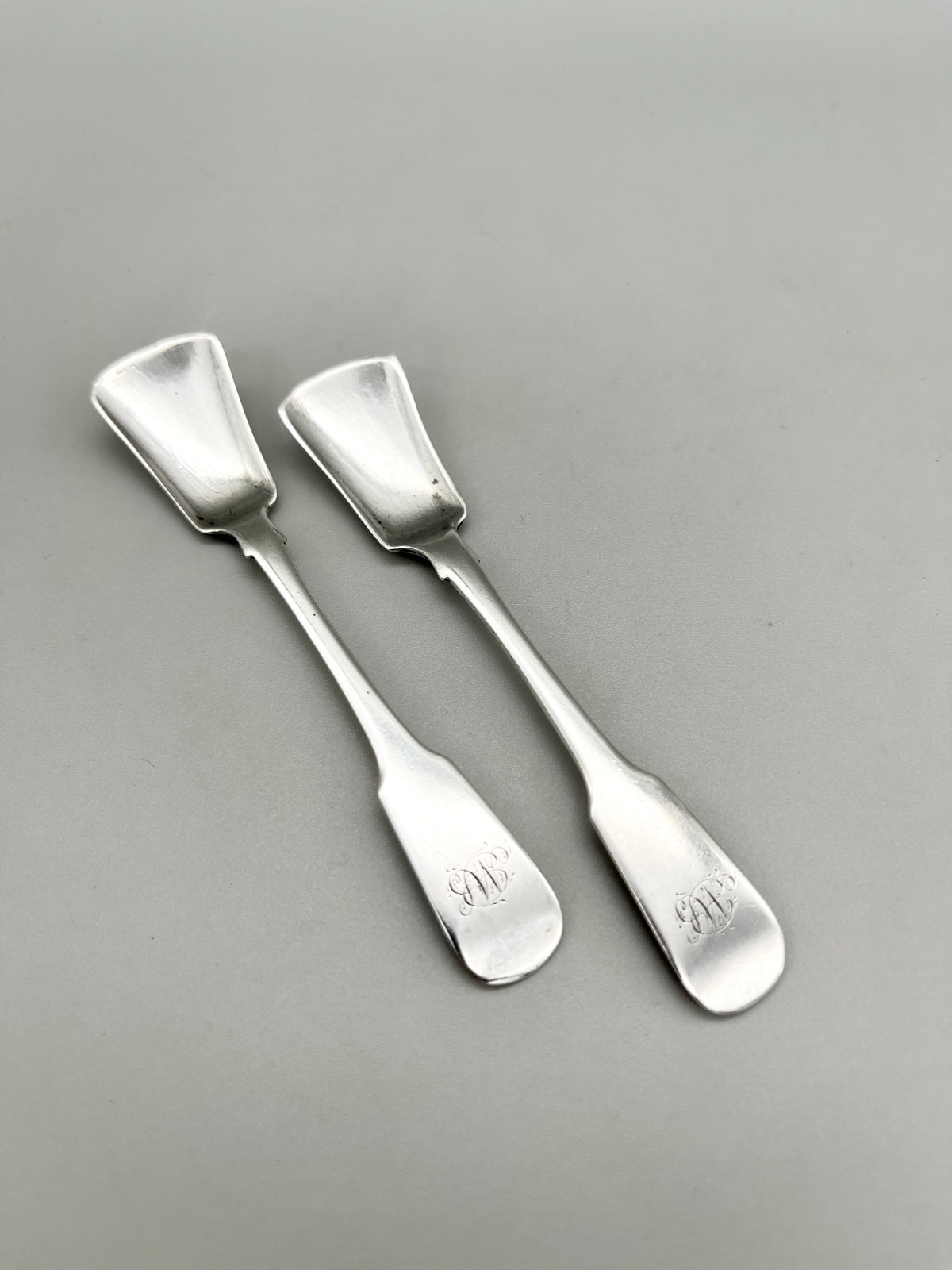 PAIR OF GEORGE III STERLING SILVER SALT SHOVELS, RICHARD WHITFORD, DUBLIN, 1814