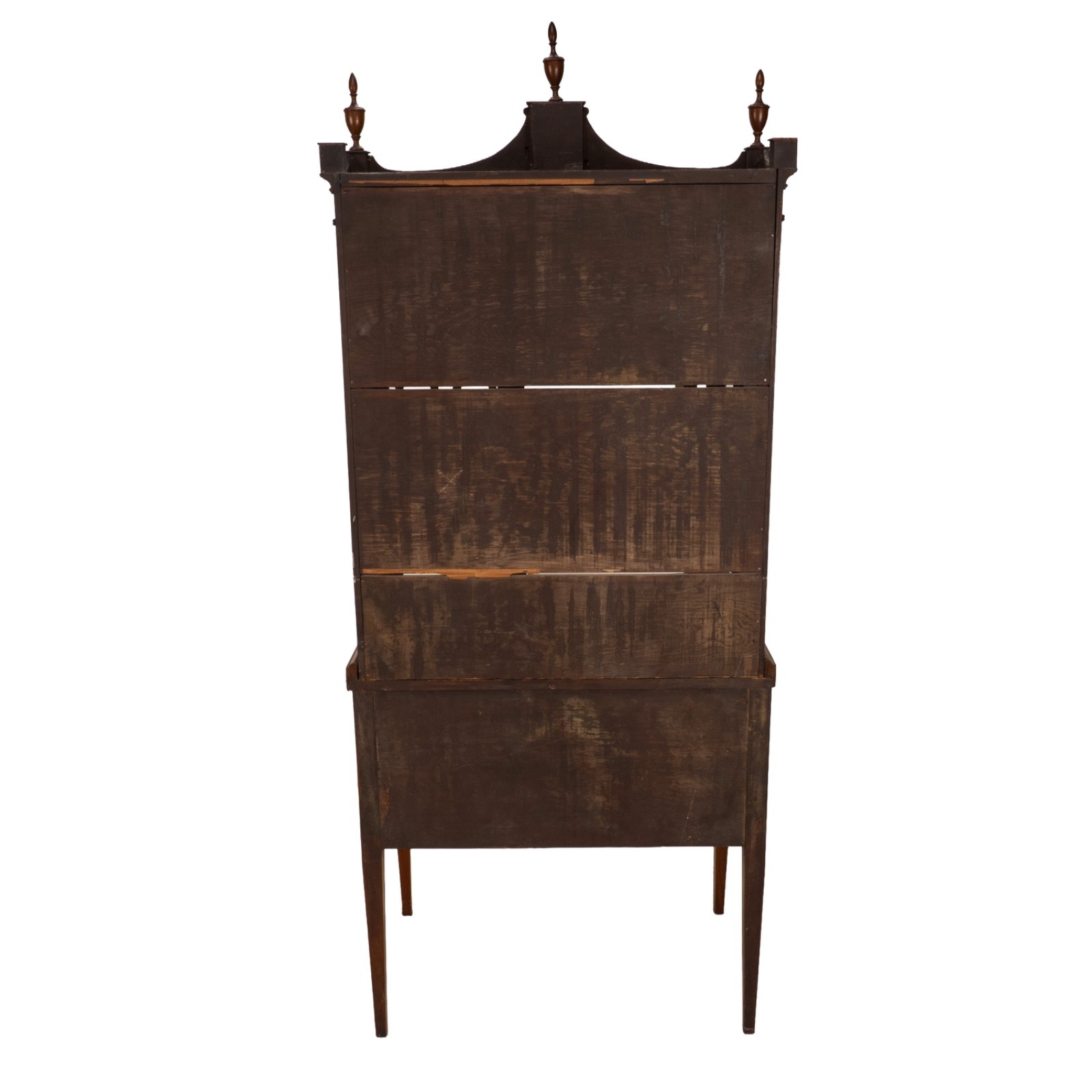 Late 19th Century Flame Mahogany Secretary Desk Bookcase Antique Drop Front Desk
