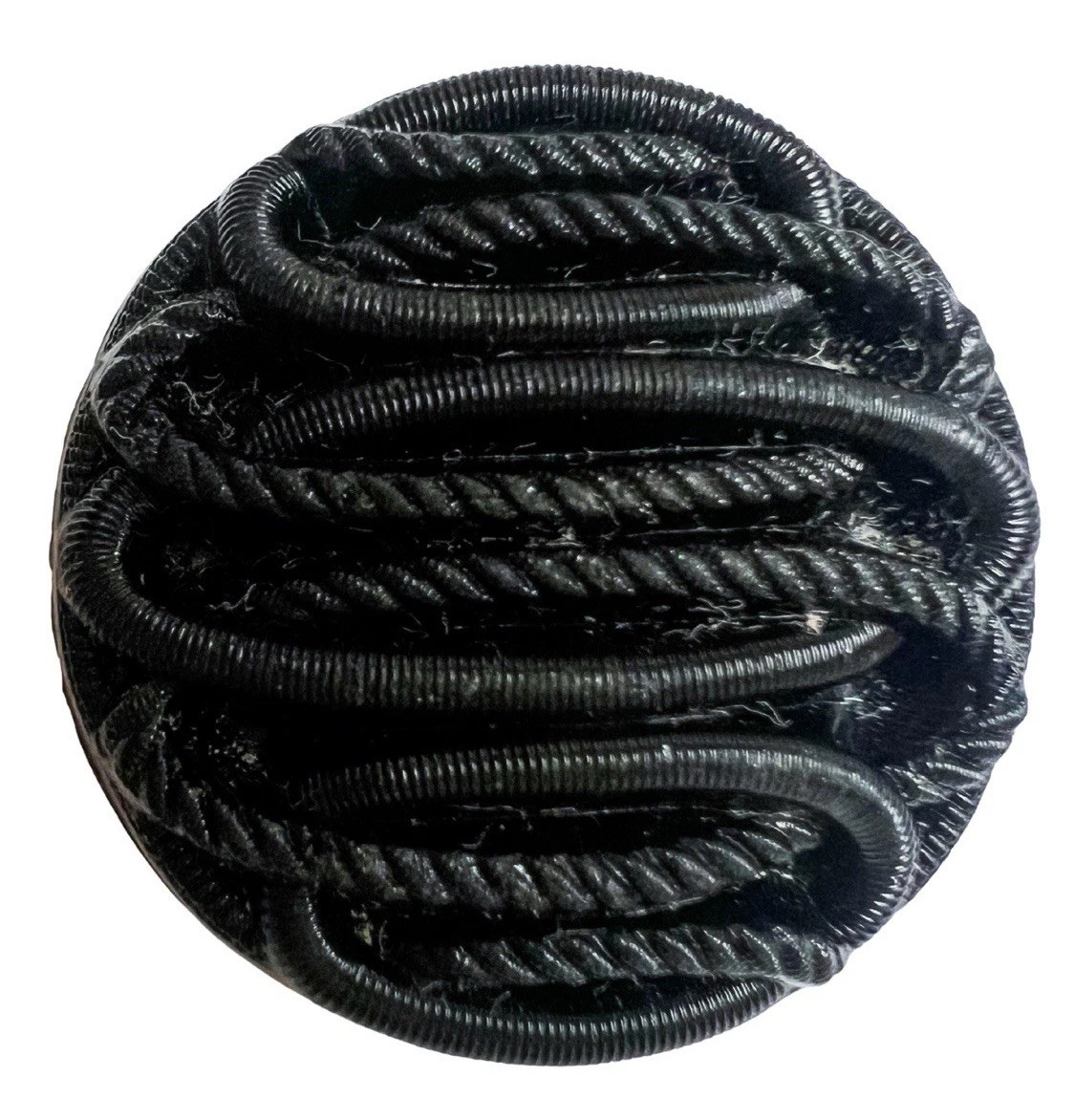 Large Victorian Glass Imitation Thread Mourning Button Rope Woven Faux Hair