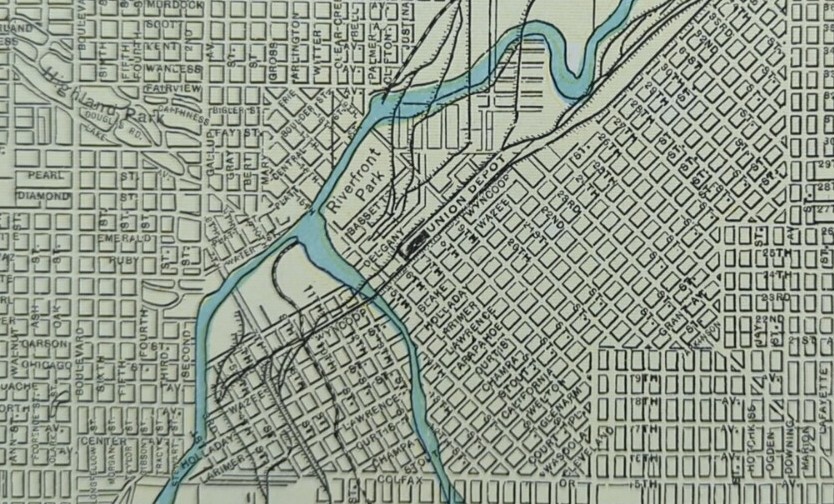 Vintage 1898 DENVER CO Map 14″x11″ Old Antique Original OVERLAND PARK GOLF CRSE