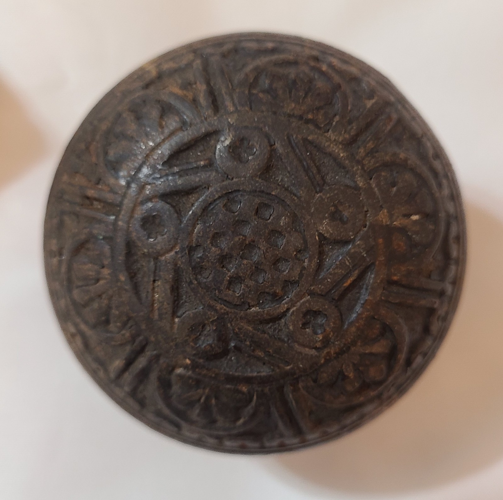 Antique 1888 Original Norwich Lock Co Decorative Brass Door Knob Handle Hardware