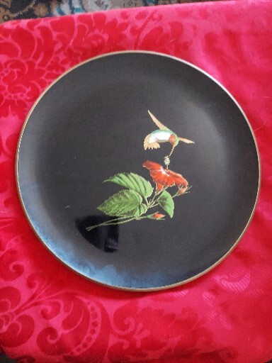 Otagiri Japan Black Hummingbird Plate-Design Gibson Greeting Cards Collectible
