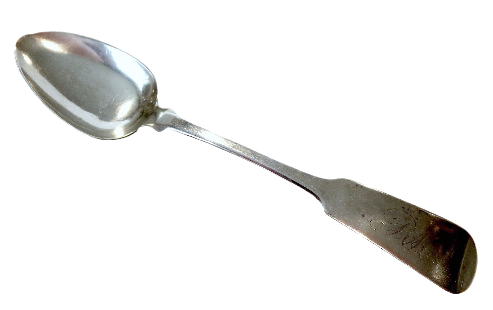 ANTIQUE Coin SILVER Fiddle LARGE Spoon STAMPED Mark