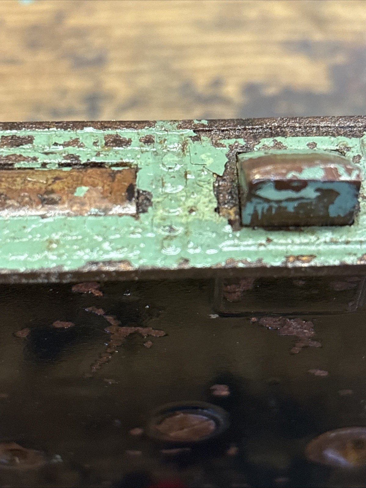 Vintage Mortise Lock Door Hardware Salvage Skeleton Keyhole NO Key Green Paint
