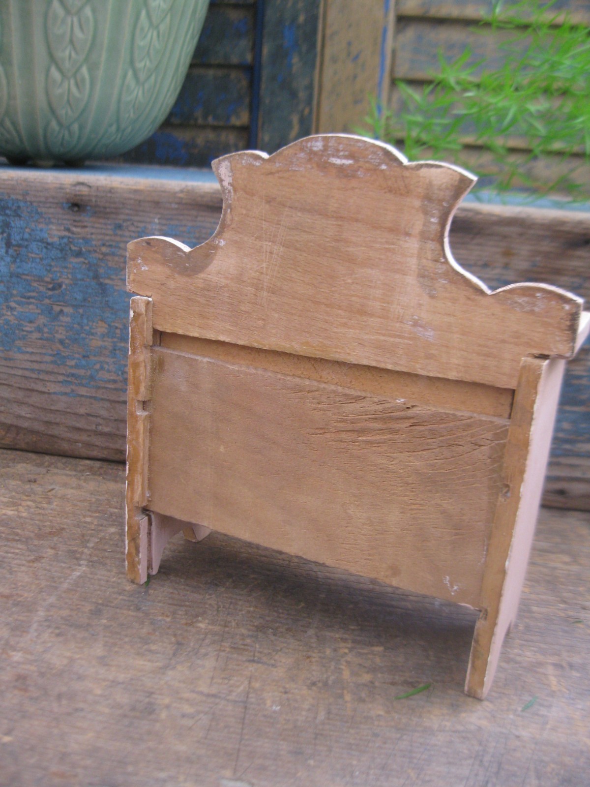 Very Small Antique Wood Doll’s Dresser New Blush Pink Milk Paint Rose Transfer