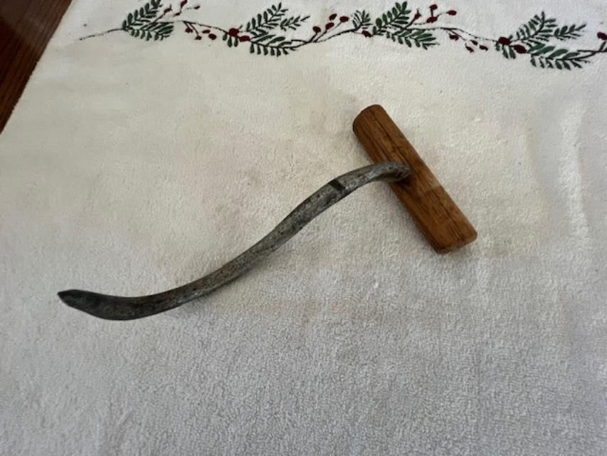 Wrought Iron Hay Bale Meat Hook Antique Primitive Blacksmith Forged Farm Tool