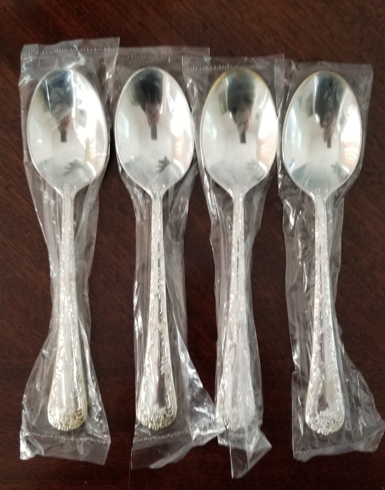 Lot of 4 Oval Soups WM. Rogers & Son Enchanted Rose Silverplate Flatware NIP