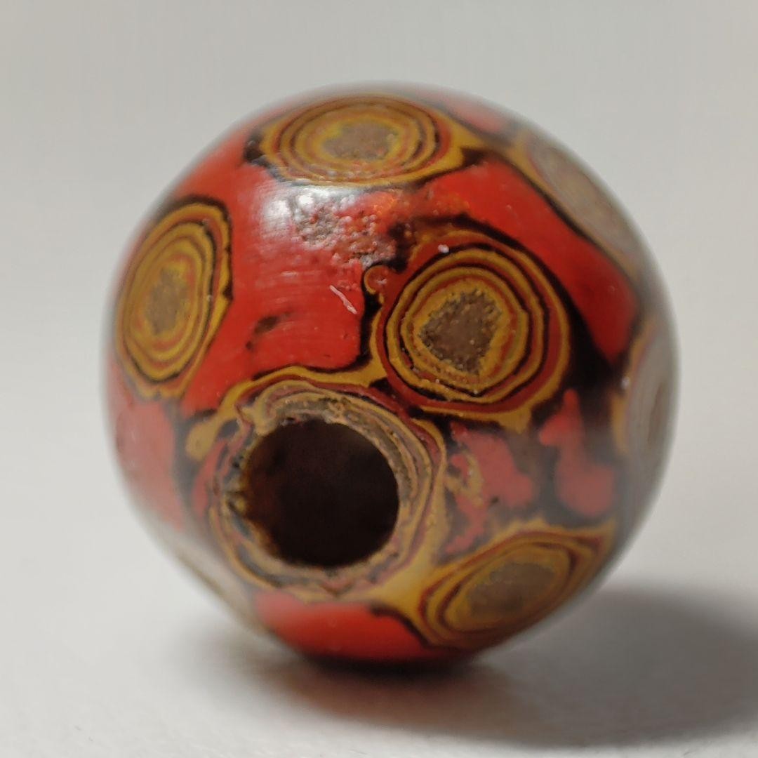 Antique 19th Century Netsuke Ojime Ball Wooden Bead Japanese Lacquered 0.7 inch