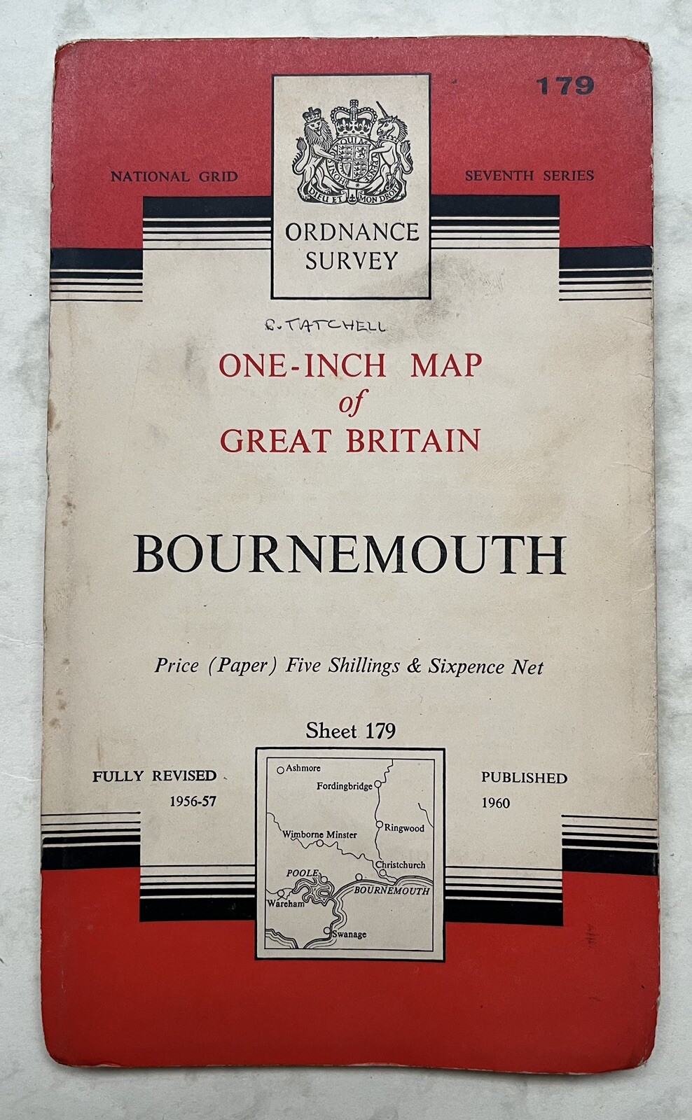 One- Inch Map Of Great Britain: Bournemouth Sheet 179 1960