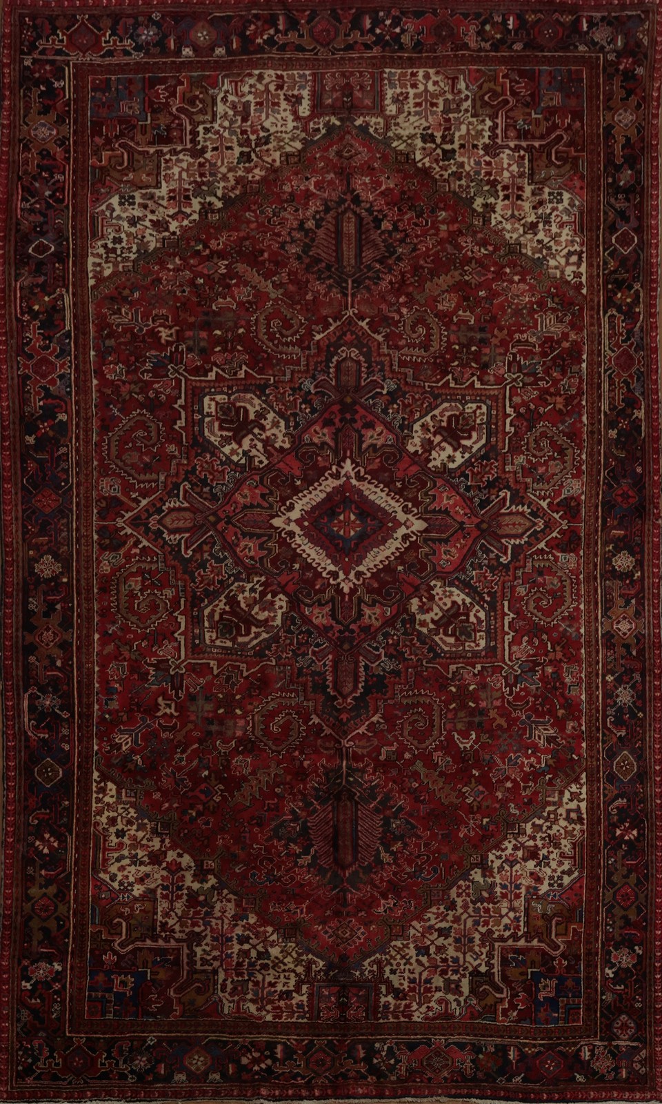 Hand-Knotted Dark Red Large Rug 10×15 Ft Richly Detailed Rug for Elegance