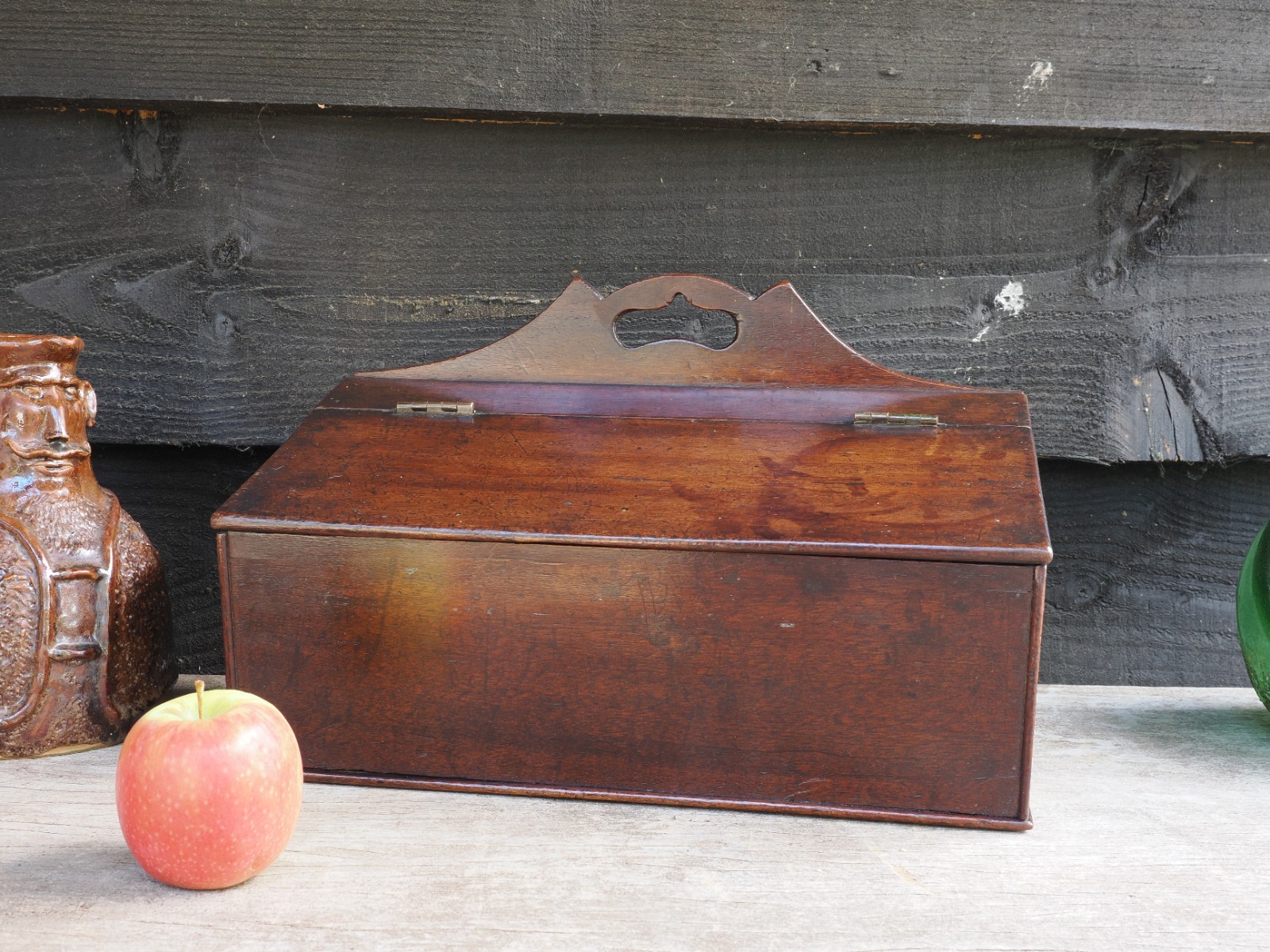 A Lovely Georgian Hanging Candle Box Wall Box 18th Century