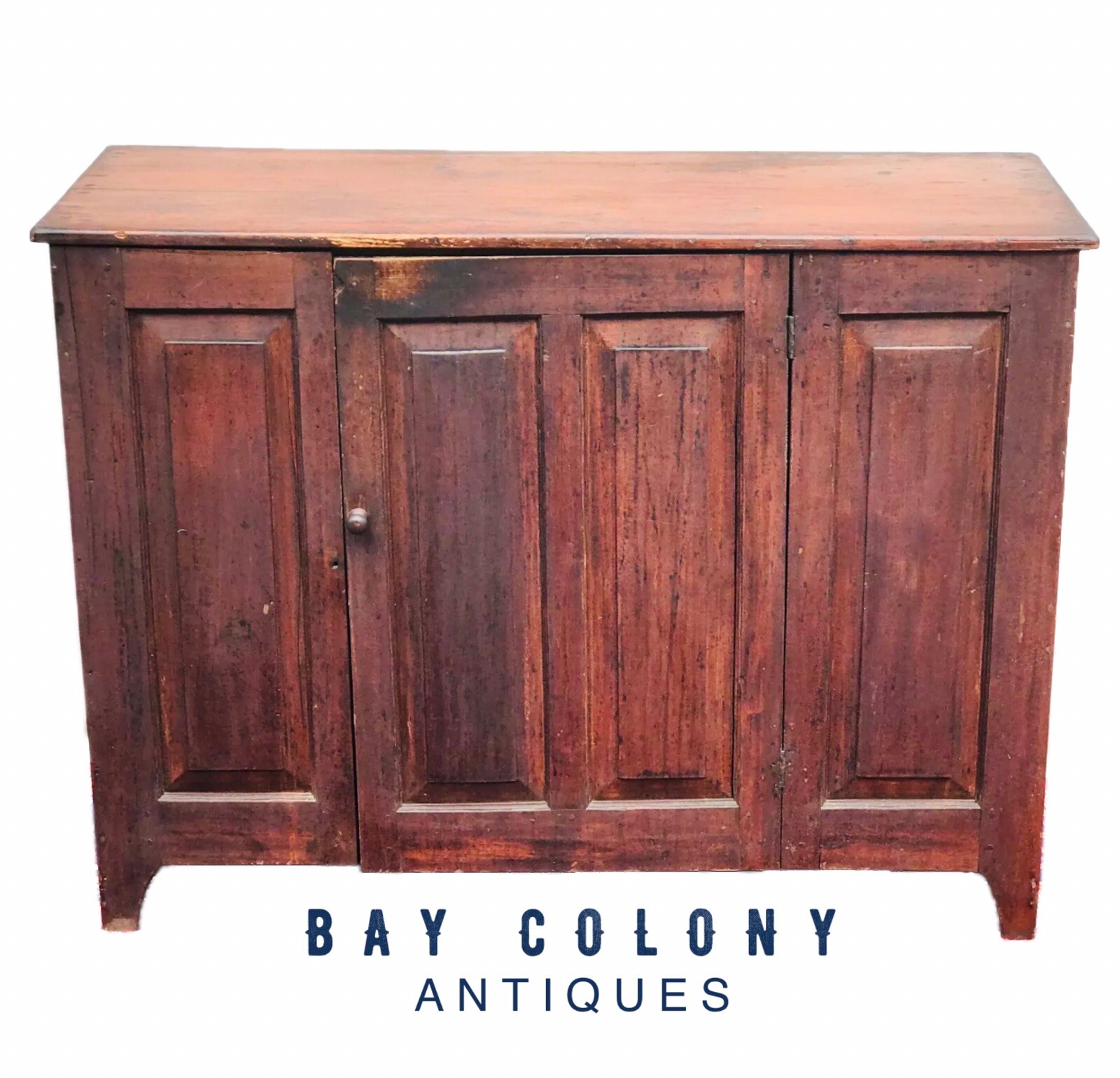 ANTIQUE QUEEN ANNE NEW ENGLAND RAISED PANEL SERVING CABINET IN ORIGINAL SURFACE