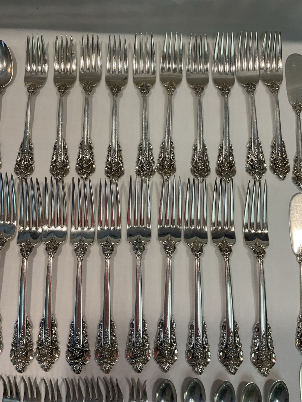93pc Wallace Sterling Silver Grande Baroque Flatware 10 Person Service + More