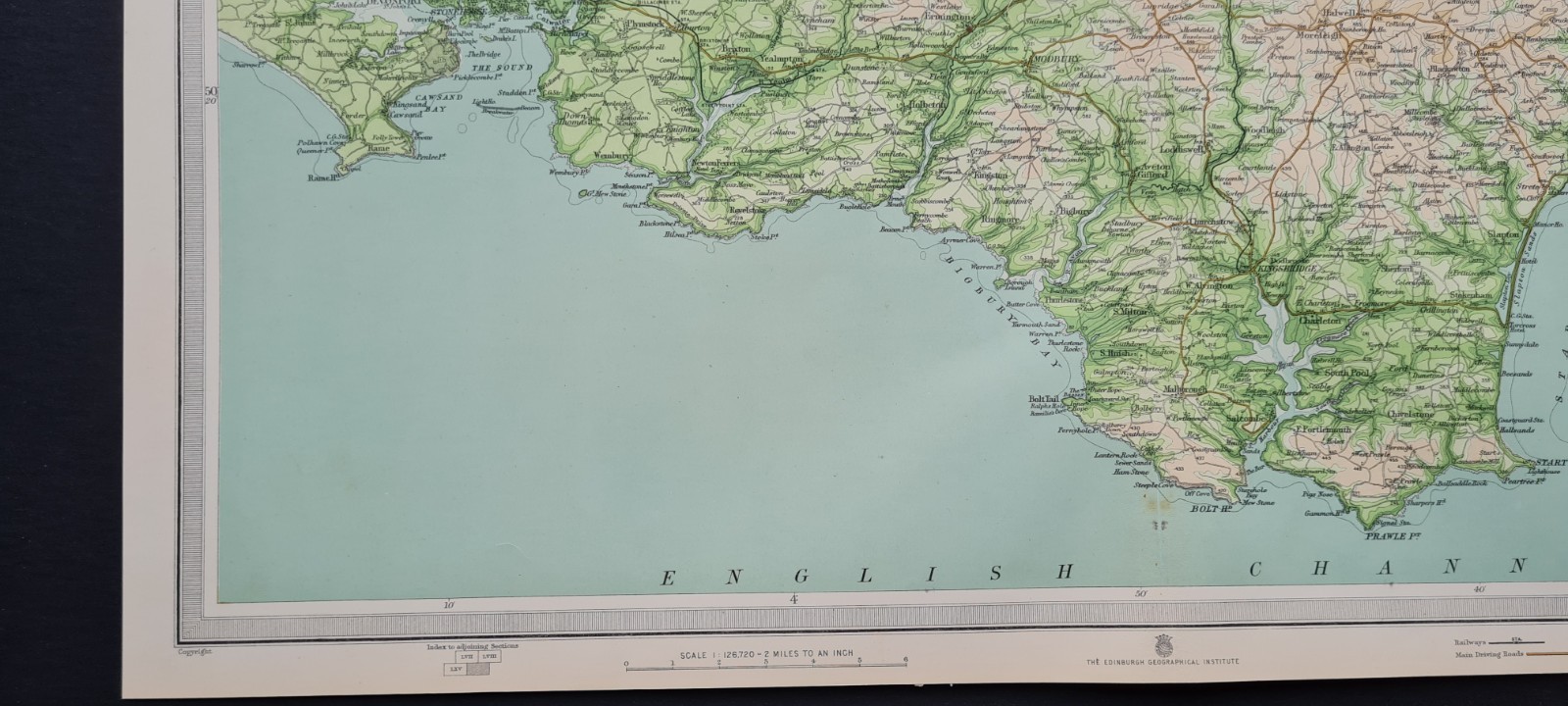 Antique 1903 Map – Dartmoor – Devon – Torquay – Brixham – Plymouth Bartholomew